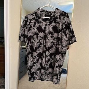 RVCA Black and White Tropical Button Down